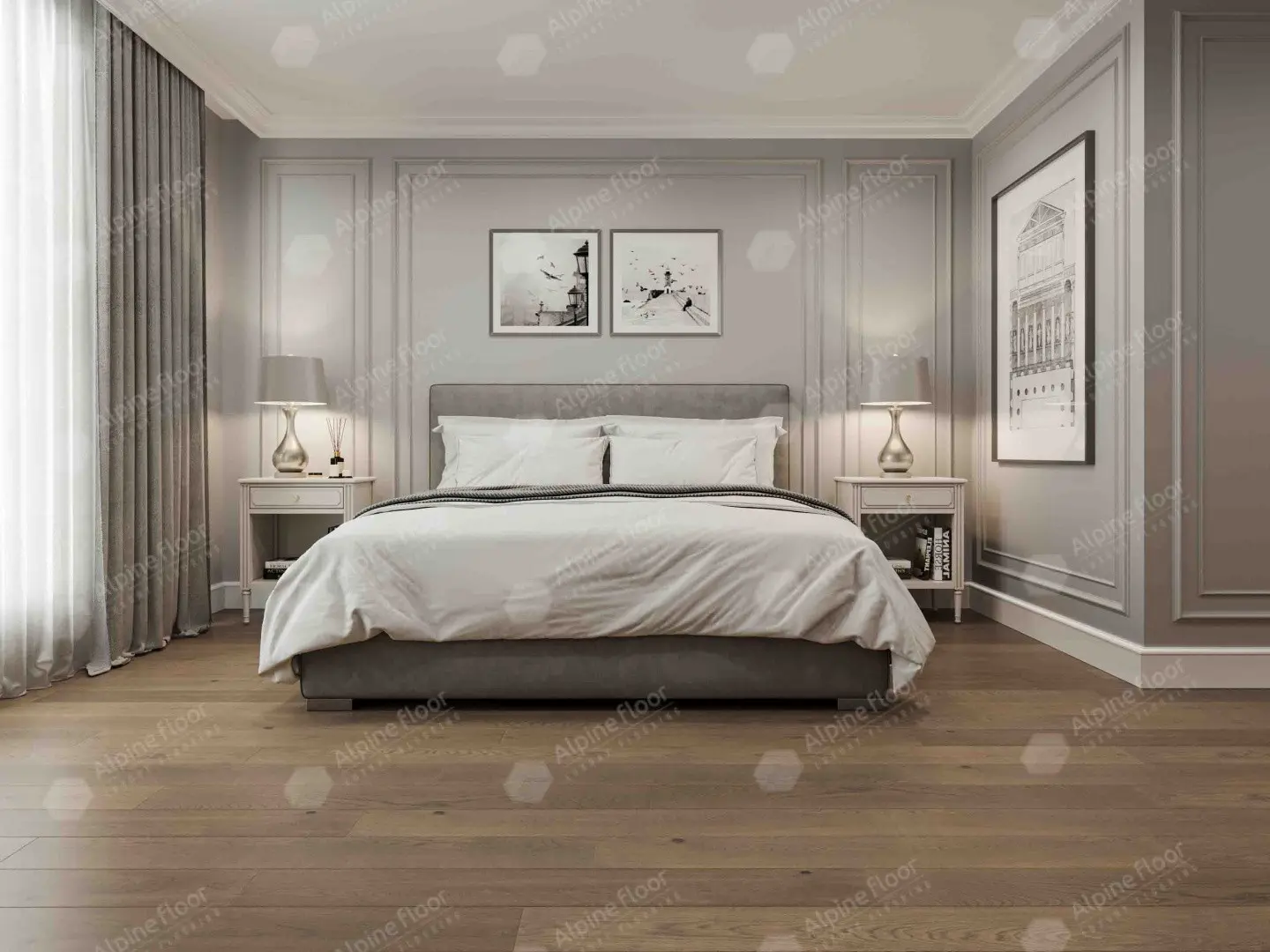 Инженерная доска Alpine Floor Villa Дуб Гранд Каньон EW201-16 400-1200×165×12 фото в интерьере